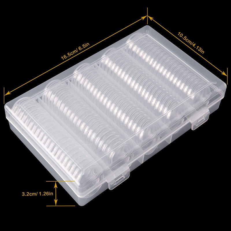 Eeoyu 100 Pieces 25 mm Coin Capsules Holder with Plastic Storage Organizer Box for Coin Collection Supplies - Image 2